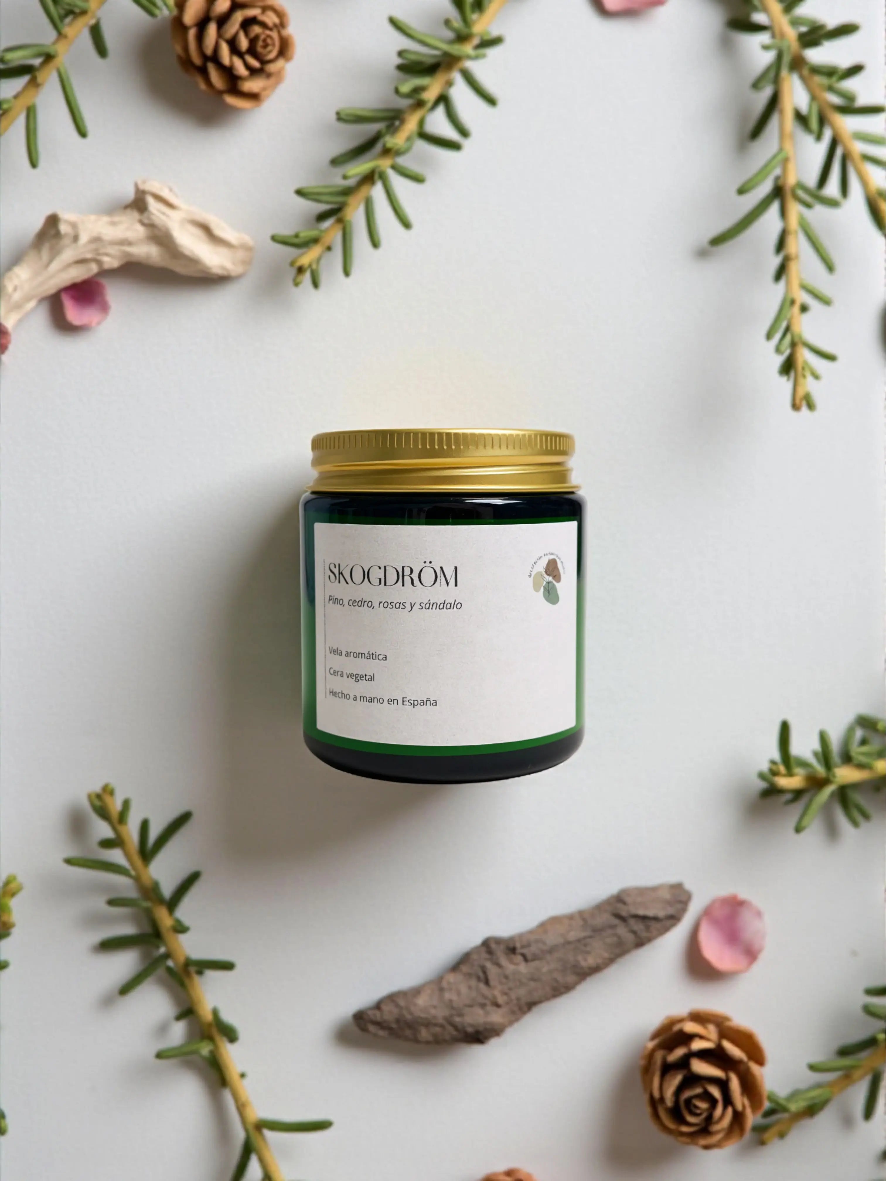 Skogdröm: vela aromática vegana con aroma relajante