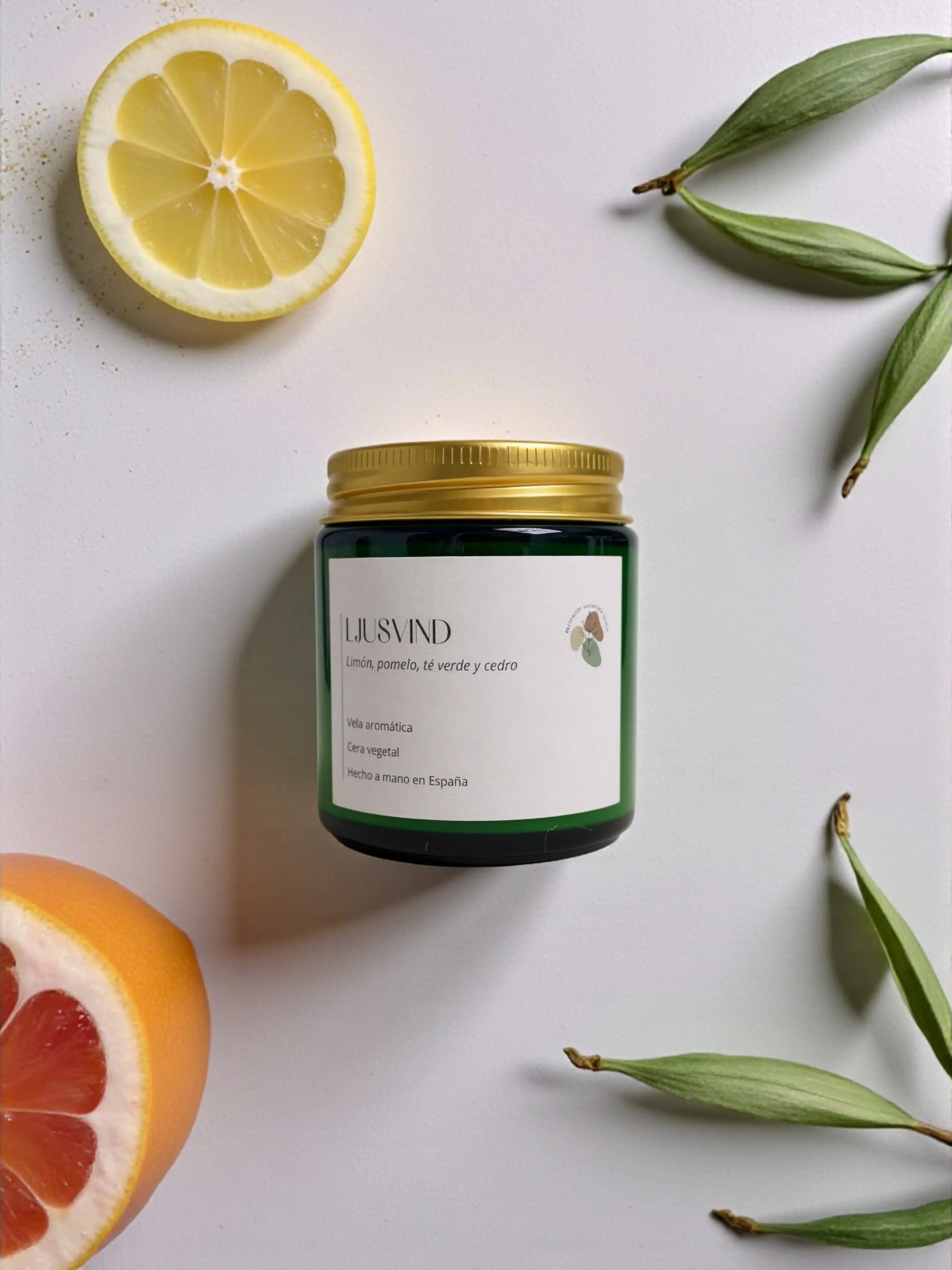Ljusvind : vela aromática vegana con aroma fresco